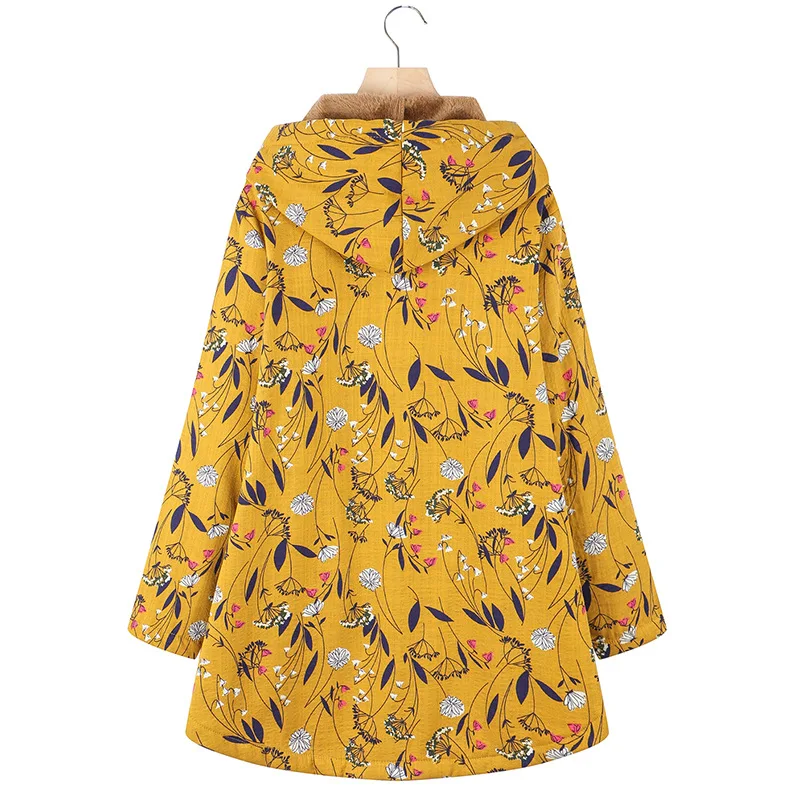 Warm and Exotic Cotton Yellow Coat, Temperament Commuting Single Breasted Horn Sleeve Single Plush Medium Length Cotton Coat