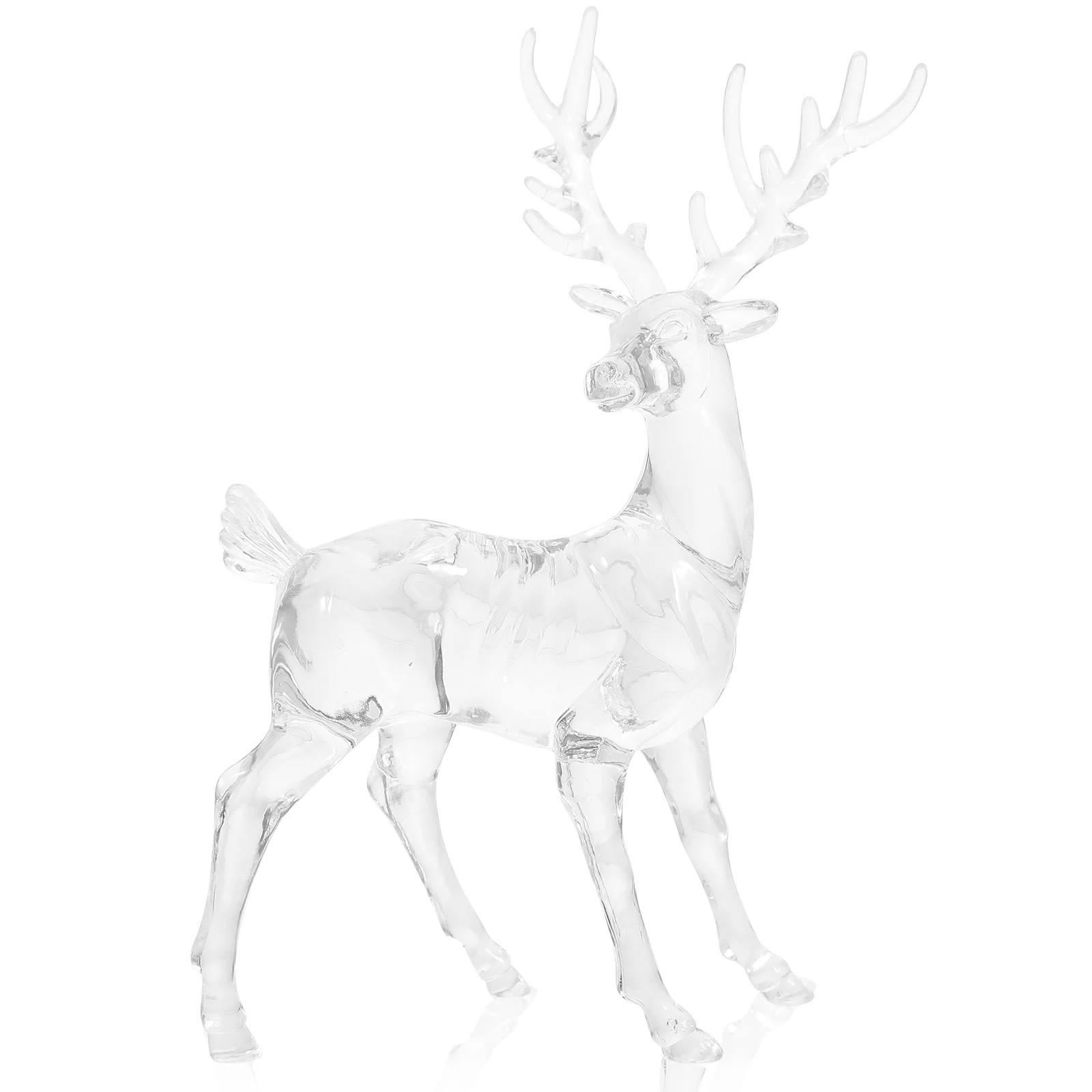 

2 Pcs Christmas Elk Figurine Clear Acrylic Sculpture Model Desktop Adornment Figurines Statues Traditional Decor Office