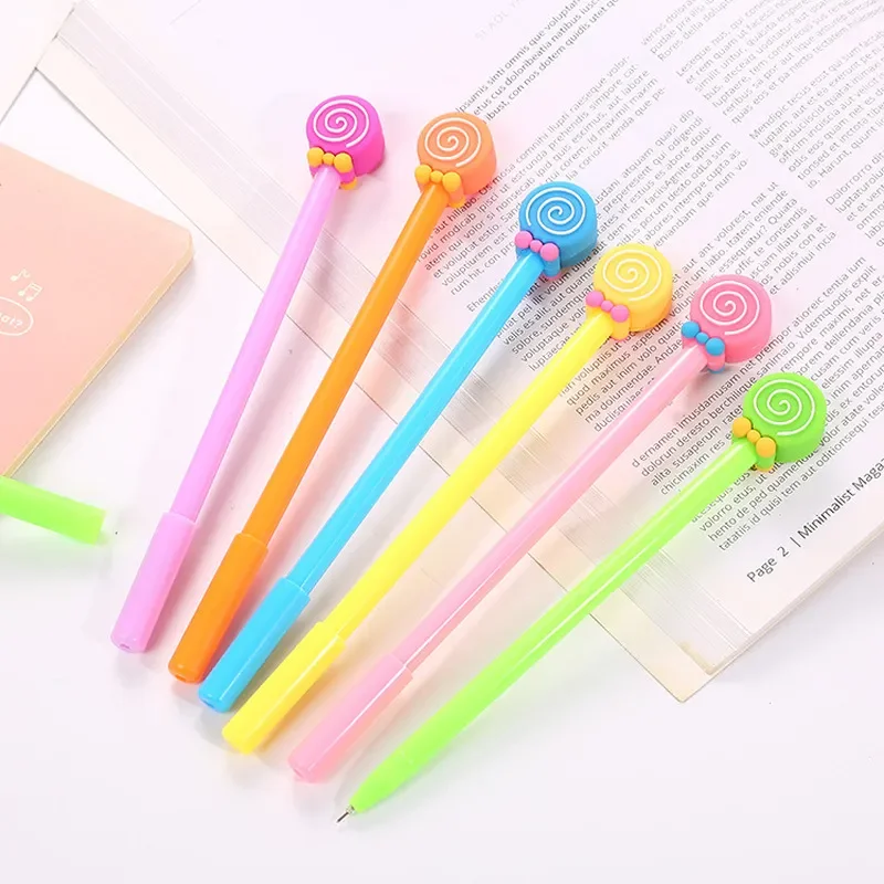 

30pcs Cartoon Colored Candy Gel Pen Cute Students Stationery Black 0.5mm Office Writing Signature Pens Secondary Study Supplies