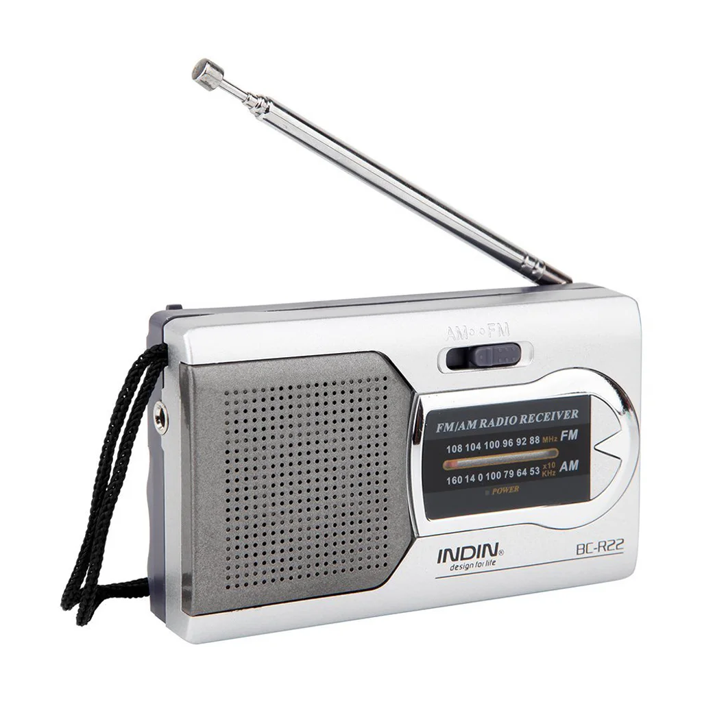 

BC-R22 Pocket Portable Mini AM/FM Radio Speaker World Receiver Telescopic Antenna Mini Portable AM/FM Radio Speaker
