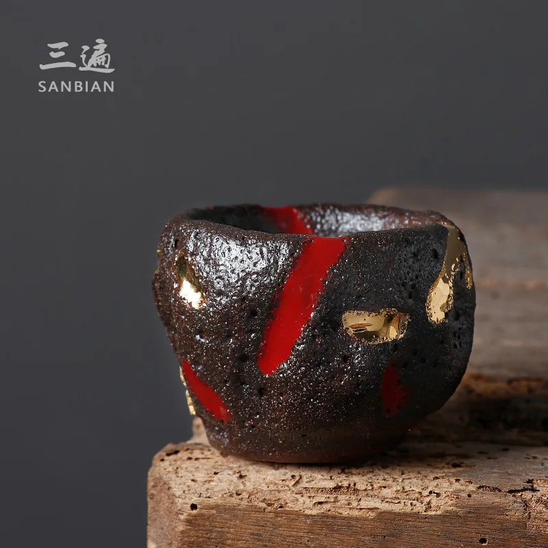 

★★Japanese Volcanic Rock Shino Master Cup Gracked Glaze Supportable Ceramic Cup Japanese Single Cup Stoneware Tea Cup