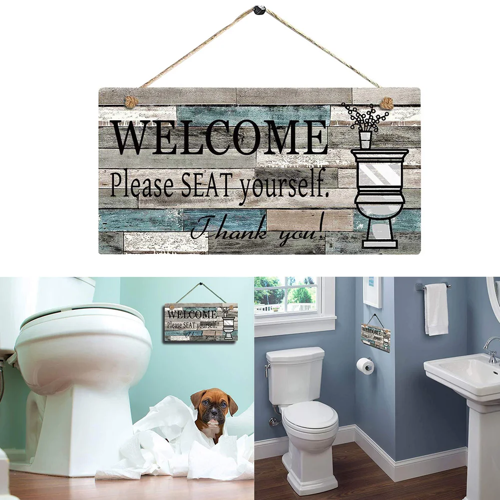 

Прямоугольная подвесная настенная деревянная табличка ручной работы, украшение для ванной комнаты, «сделай сам», знак приветствия, арт-бук...