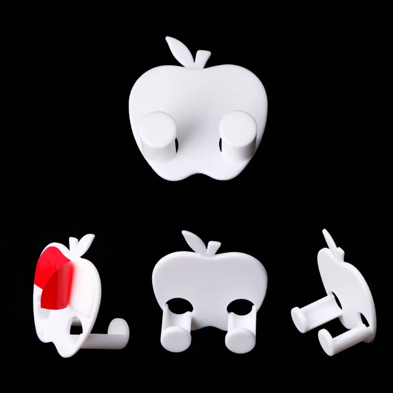 

Y1UD Apple-Shaped Power Plug Wire Socket Jack Hook Holder Bag Hanger Home Wall Decor