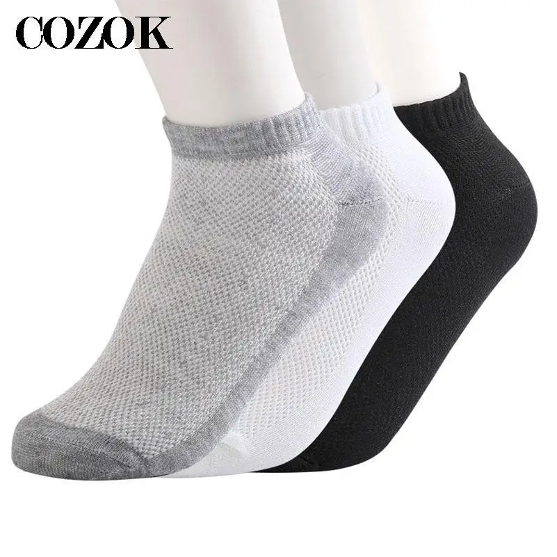 3 Pairs Solid Mesh Mens Socks Invisible Short Ankle Socks Men Summer Breathable Thin High Quality Male Boat Socks Meias DropShip