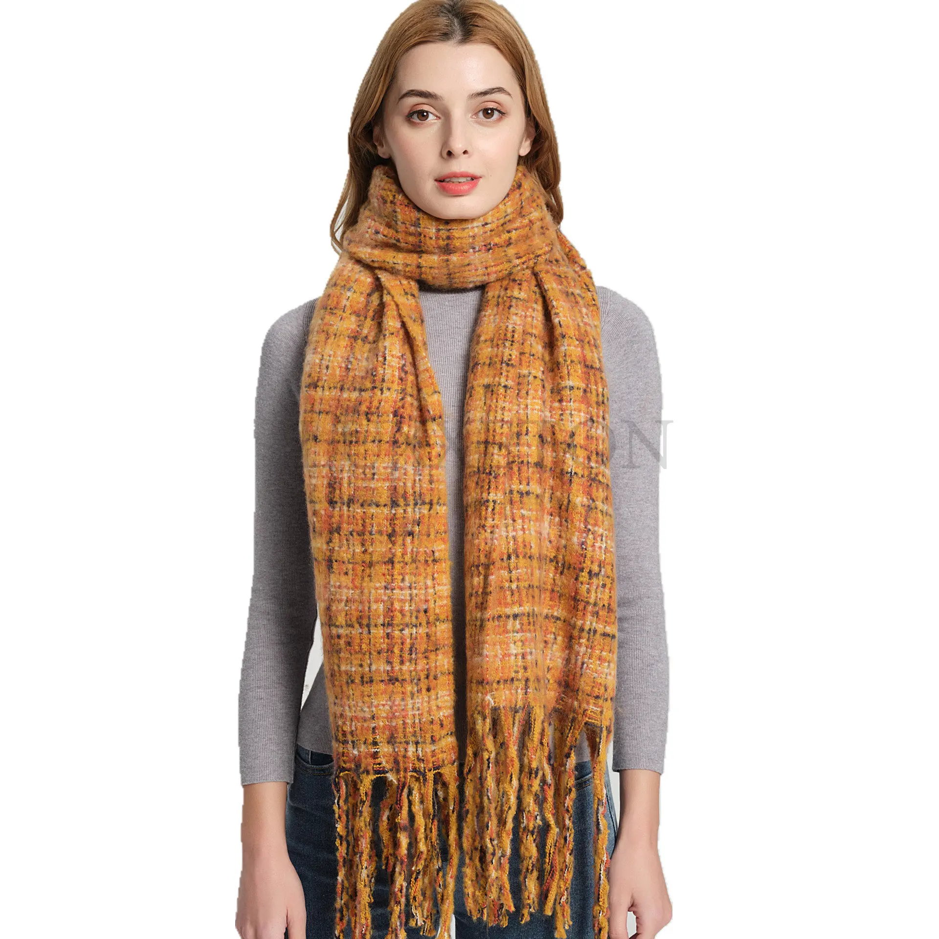 

Thick Winter Scarf Women Cashmere Pashmina Plaid Big Tassels Female Scarves Wraps Soft Bufanda Shawl Long Stole