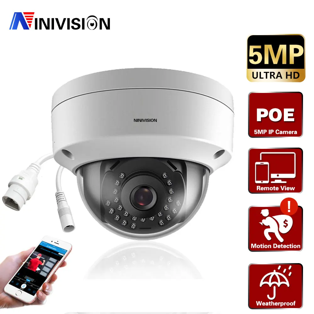 

H.265 POE 5MP 4MP IP Camera Outdoor Waterproof CCTV 5.0MP HD Dome Face Motion Detection Network IP Camera 3.6mm Wide Lens P2P