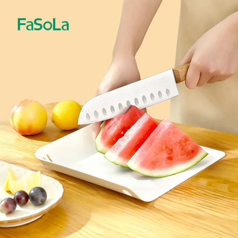 

FaSoLa Outdoor Portable Food Chopping Board Drain Kitchen Cutting Boards for Fruit and Vegetable Plastic PP White
