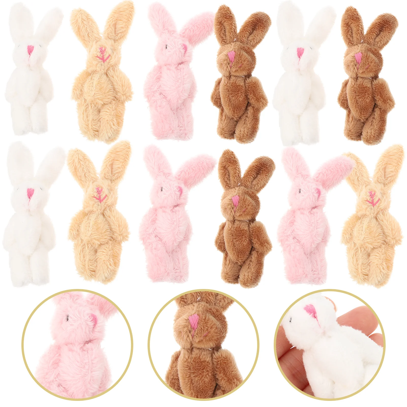 

20 Pcs Joint Rabbit Plush Dreadfuls Zodiac Rabbit Plush Toys 6cm Plush Pendant Bunny Short Plush Plush Joint Rabbit Baby