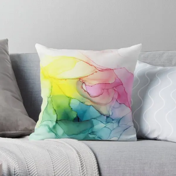 

Flowing Rainbow Bloom Ink Printing Throw Pillow Cover Cushion Office Fashion Soft Car Throw Fashion Home Pillows not include