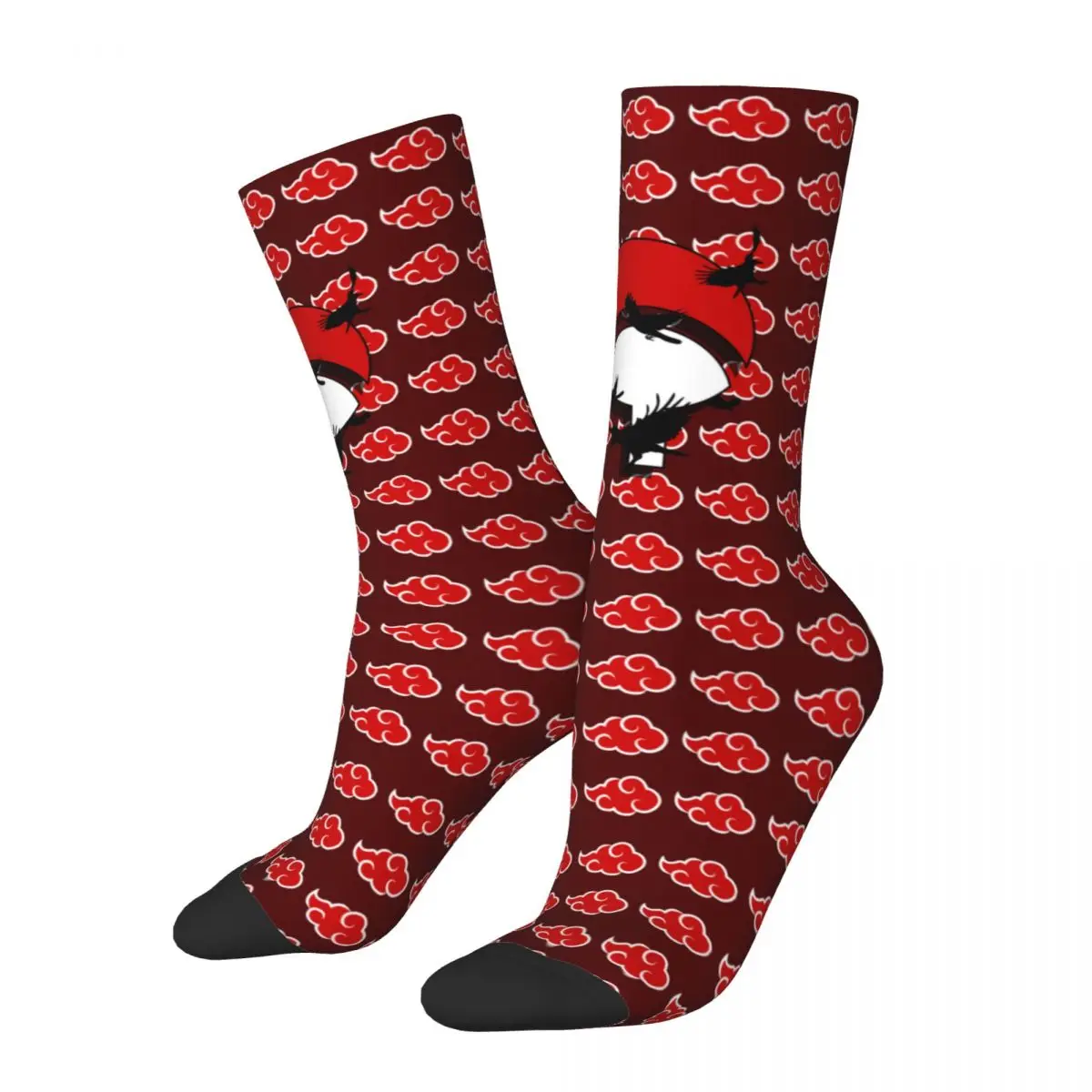 

Fashion Men's Crows Itachi Akatsuki Crew Socks Japan Anime Ninja Merchandise Stuff Accessories Red Cloud Socks Things