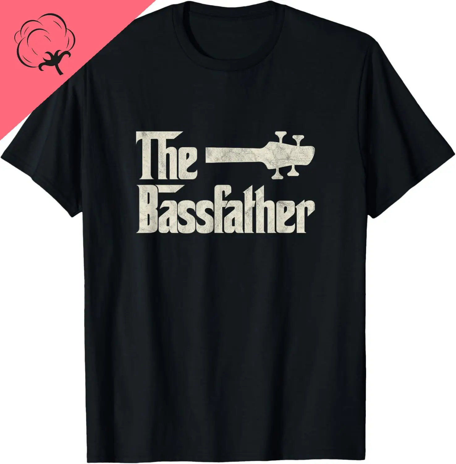 Фото Хлопковая футболка Bassfather с принтом, оригинальный дизайн №1