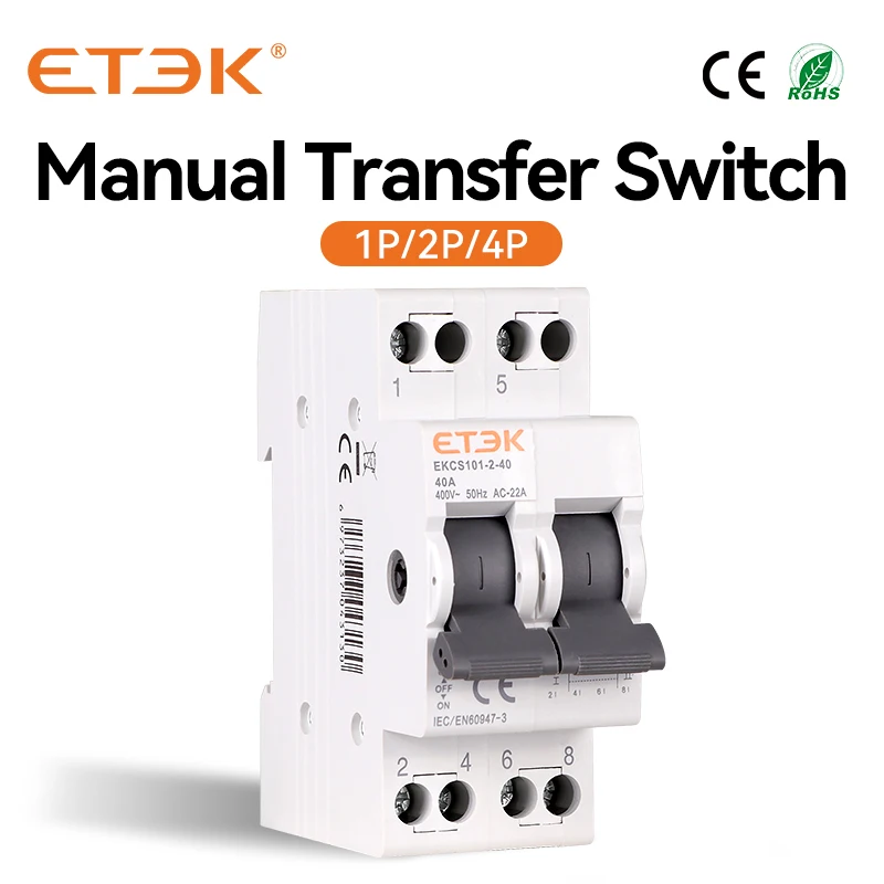 ETEK Din Rail MTS Двойной источник питания ручной переключатель модульный переключатель блокировка автоматический выключатель 1p 2P 4P 40a 230 В EKCS101