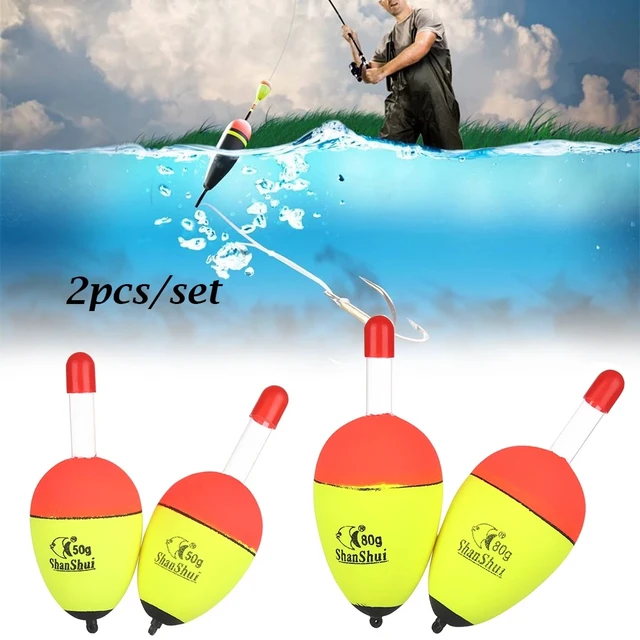 2pcs 5/8/10/15/20/30/40/50/60g EVA Luminous Fishing Night Float Light Stick Foam Plastic Bobber Sea Rock Fishing Striking Floats 1