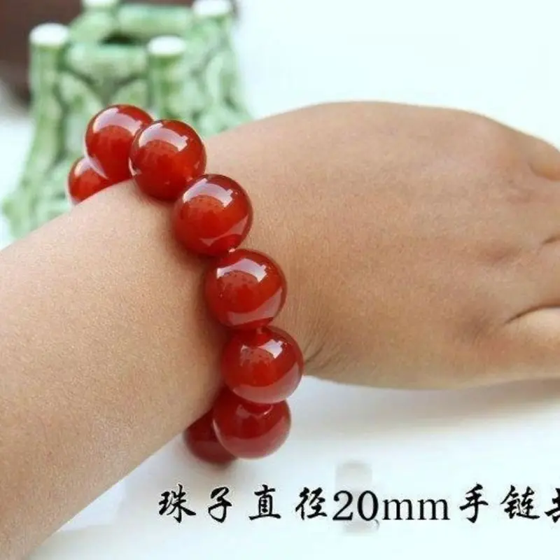 Браслет с красным агатом 20 мм