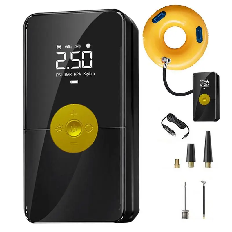 

Воздушный насос для шин 150 PSI, велосипедный насос с цифровым дисплеем, аккумуляторный, со светодиодной лампой, для авто, мотоцикла, подушка