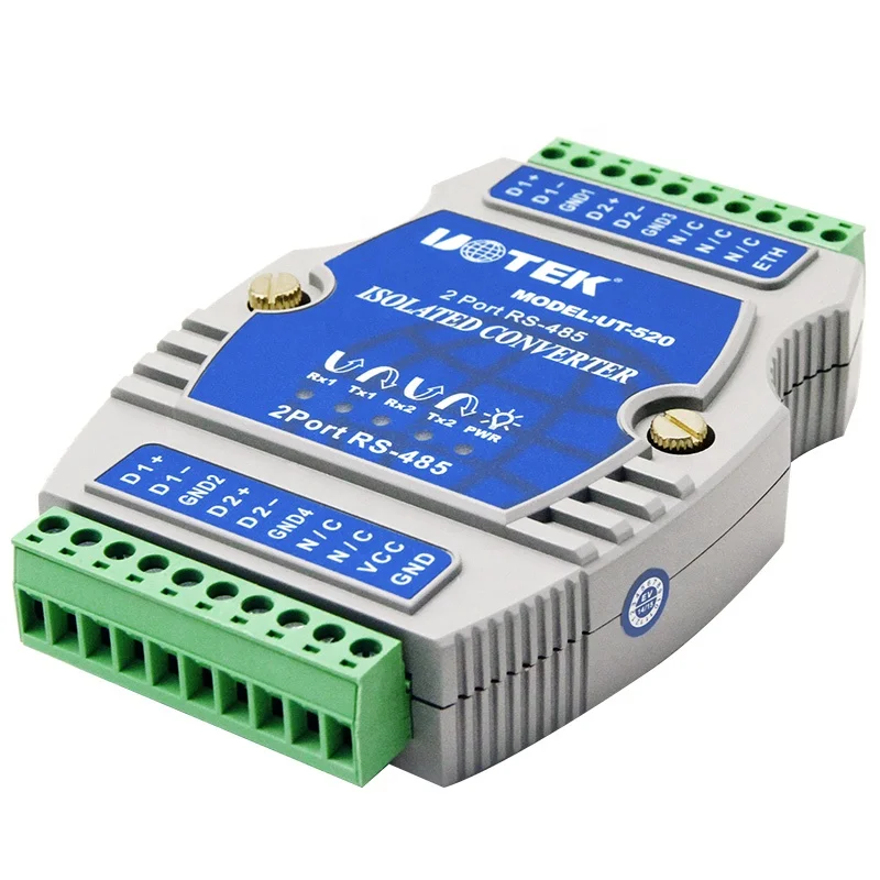 Фото UOTEK UT-520 Промышленный 2-портовый повторитель RS 485 Последовательный преобразователь на DIN-рейку с изоляцией №3