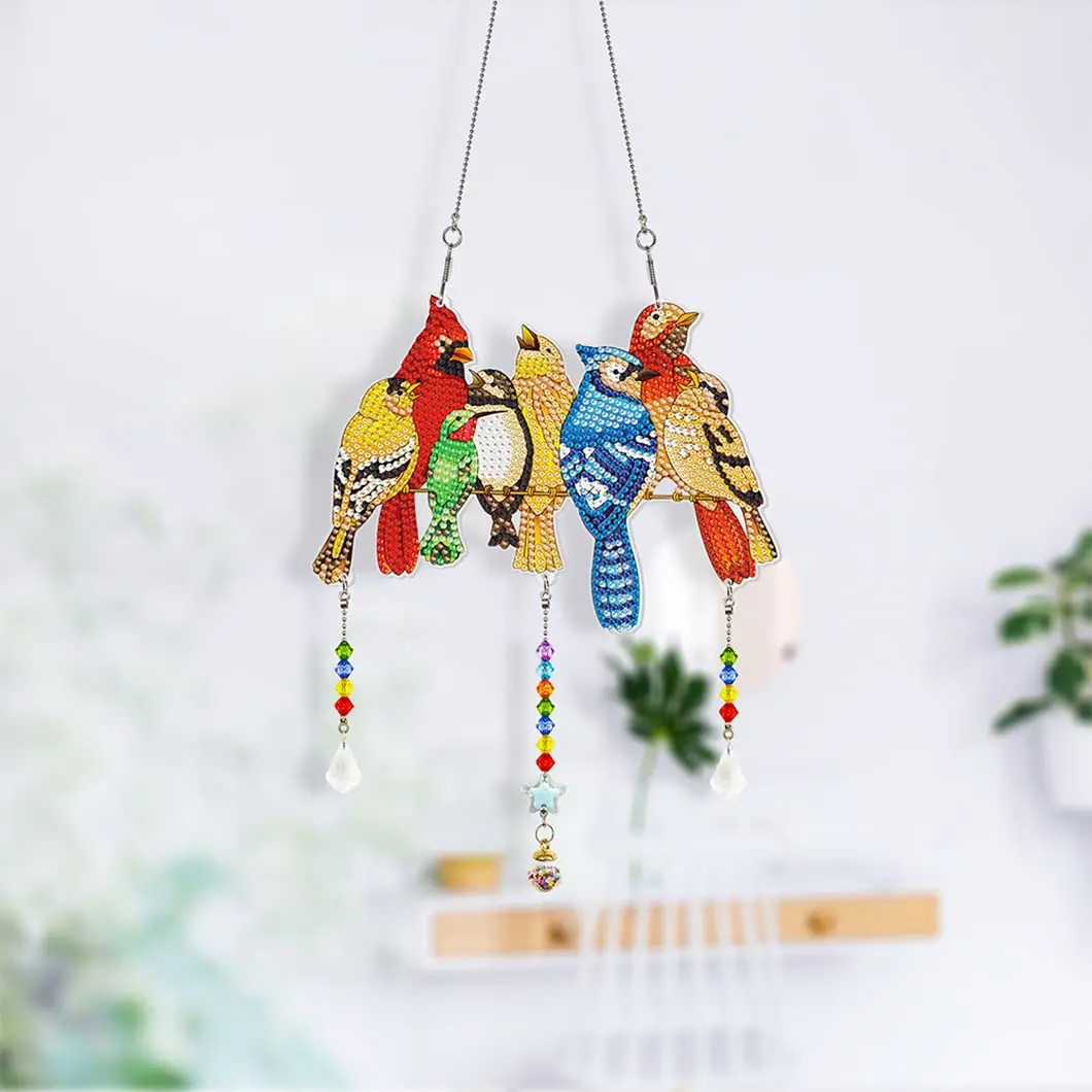 

DIY 5D Diamond Painting Mosaic Sun Catcher Jewelry Kit Rhinestone Wind Chime Crystal Light Catching Hanging Pendant Crafts Decor