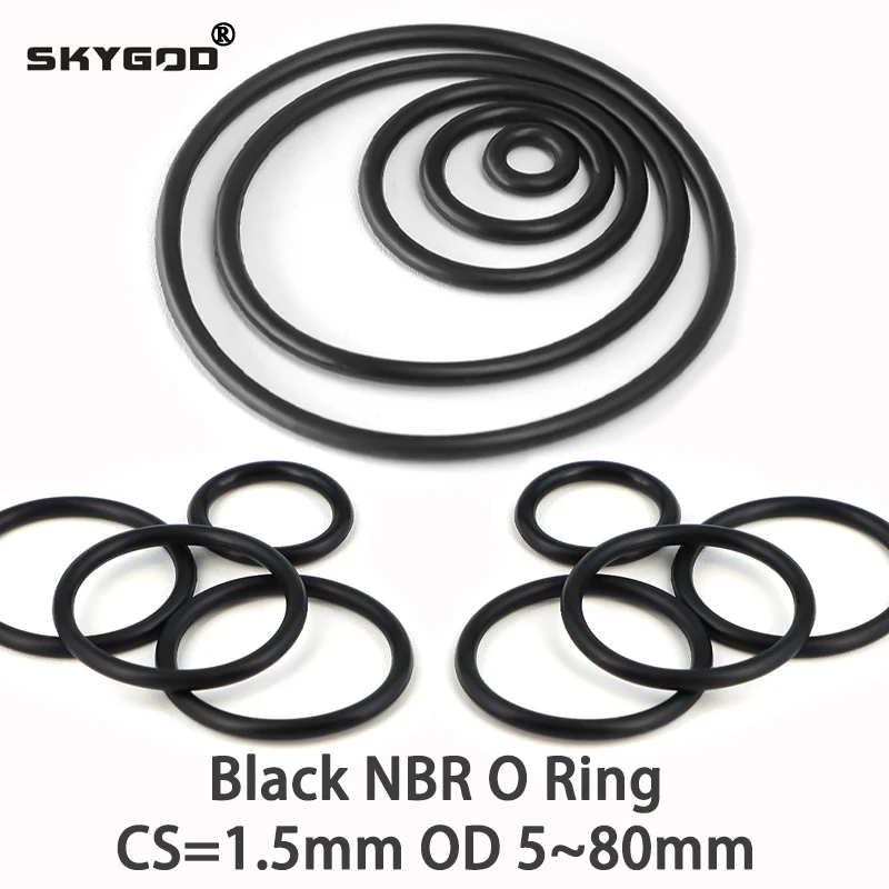 10/50 шт. NBR уплотнительное кольцо CS 1,5 мм наружный диаметр 5 мм ~ 80 мм черная автомобильная нитриловая резина круглая коррозионная маслостойкая уплотнительная шайба