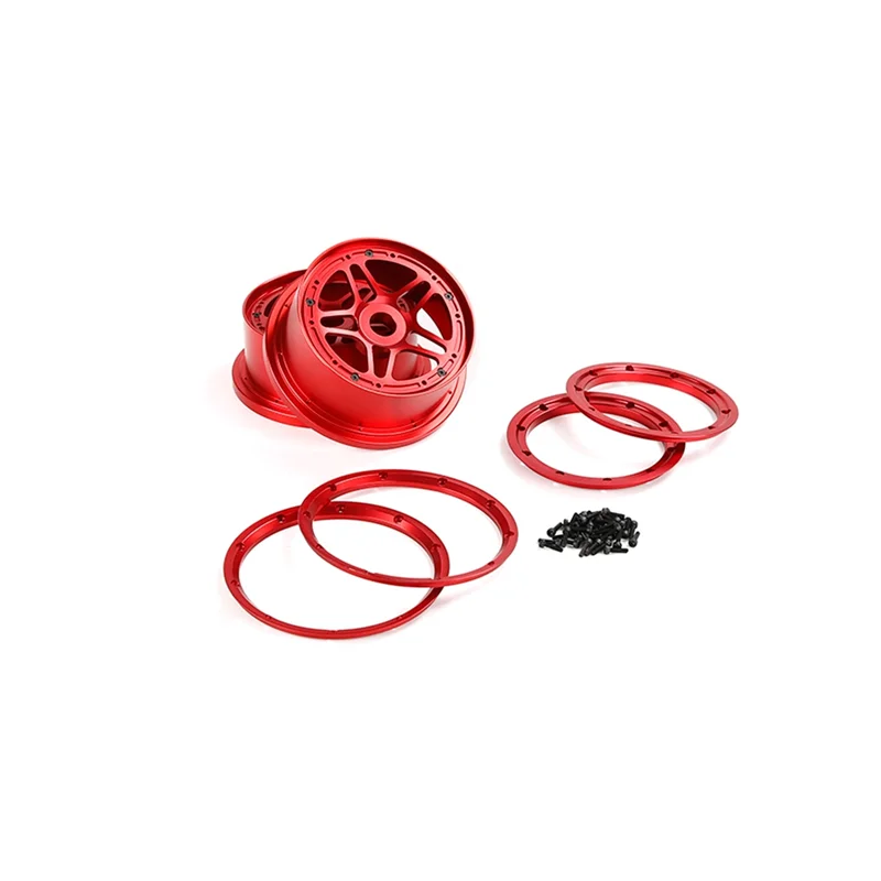 

CNC Metal Wheel Hub with Beadlock Wheel Rim Kit for 1/5 5Ive T ROVAN KingmotorX2 Rc Parts,Red