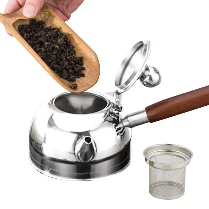 

Tea Kettle Stainless Steel Wooden Handle Tea Pot Boiling Water Bottle Coffee Kitchen Stovetop Induction Drinkware For Stove