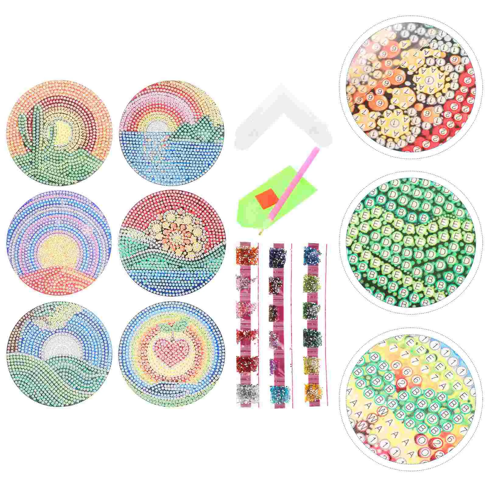 

Coasters Diamond Coaster Diy Cup Mandala Kits Supplies Full Drill Scald Anti Pads Mat Drinks Holder Painting Kit Mats Table