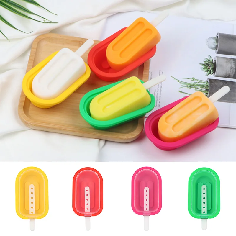 

1PC Silicone Ice Cream Mold Single Hole Mold With Lid Ice Cube Making DIY Handmade Ice Cream Tray Kitchen Household Supplies