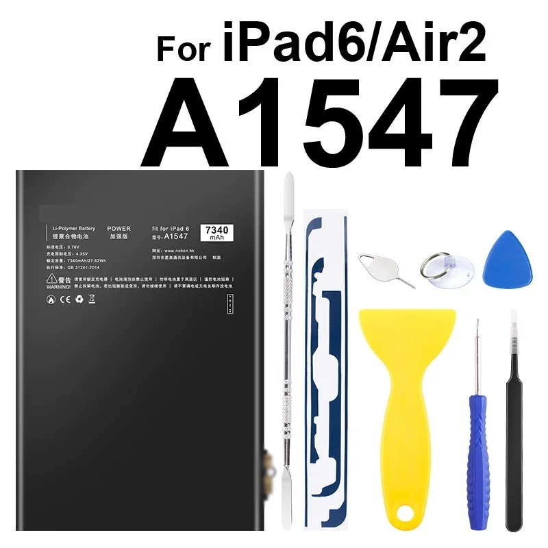 

Battery For iPad 6 Air 2 A1547 7340mAh A1566 A1567 Li-polymer Tablet Bateria +Free Tools For Apple iPad Air2 iPad6 Battery