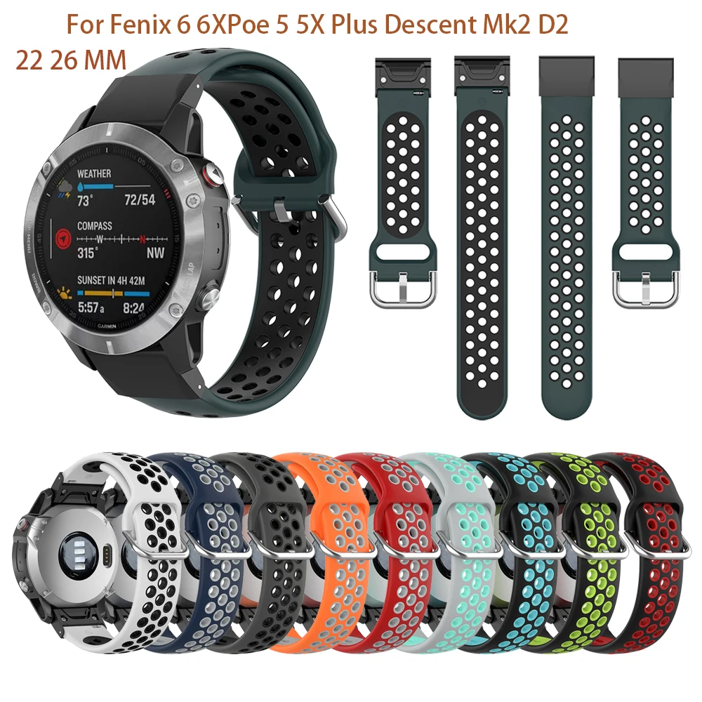 

Новый быстросъемный ремешок для наручных часов 26 22 мм для Garmin Fenix 6X Pro 5X 3HR Enduro спуск Mk2, силиконовый легко устанавливаемый браслет Fenix 6 5 Plus