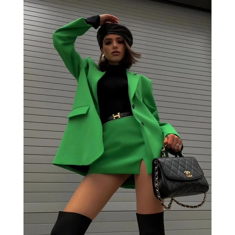 Женский свободный Универсальный однобортный костюм повседневный жакет с