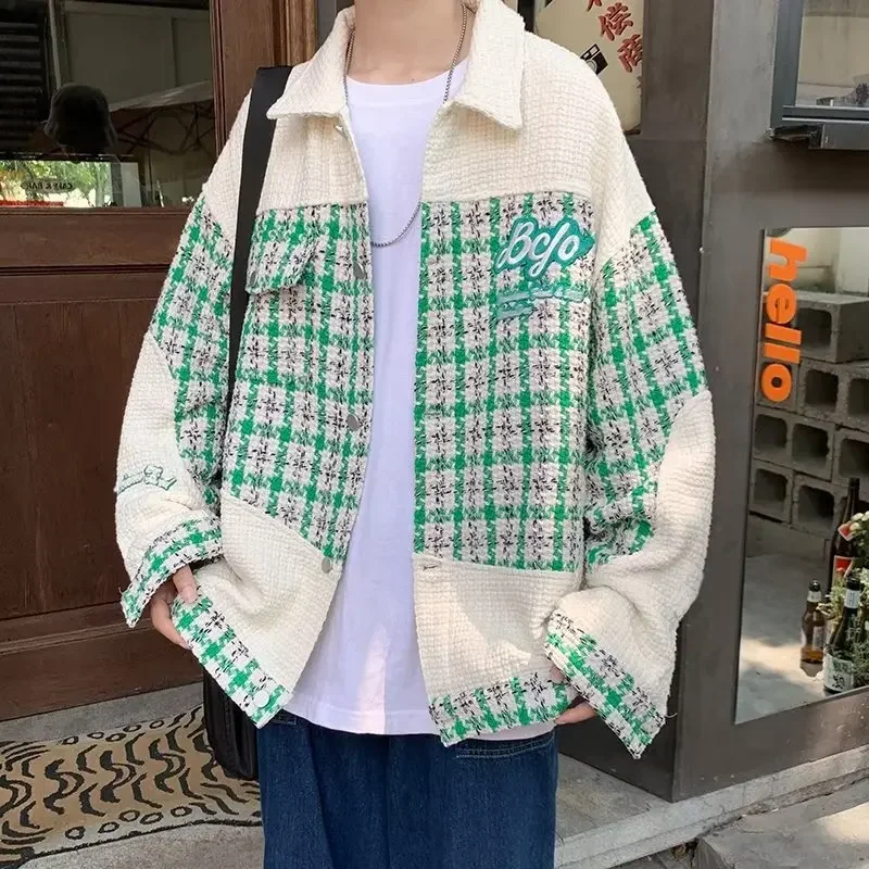 Куртка твидовая унисекс свободная бейсбольная кепка с длинным рукавом модная