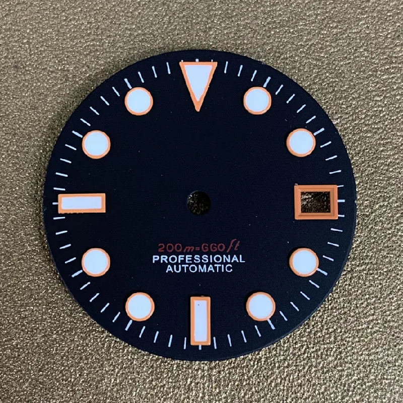 Watch Accessories Dial Black Japan C3 Green Luminous NH35/36 Movement for SKX007/009 Turtle Abalone Watch MOD Case 28.5mm