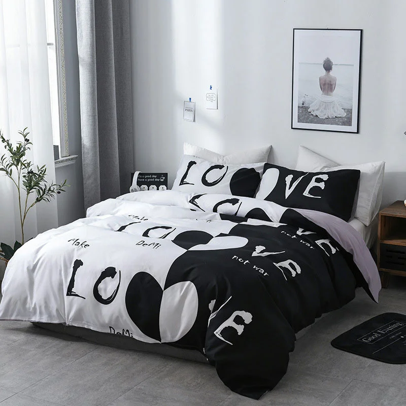 Bedding Duvet Cover Set With Love Heart Comforter Quilt And 