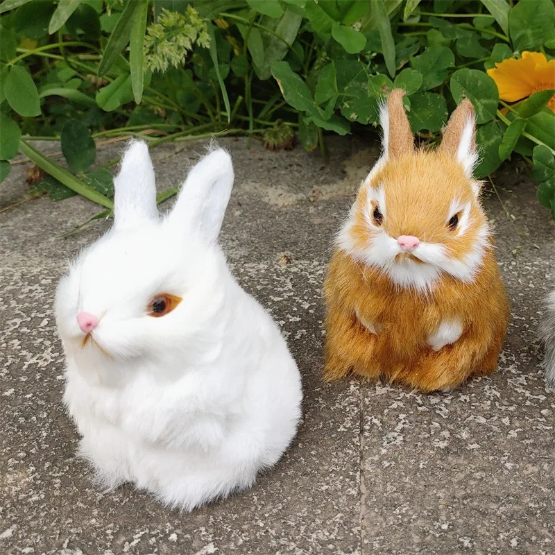 

Mini Simulation Plush Rabbit Figurines Micro Landscape Artificial Bunny Animal Model Miniatures Home Garden Easter Decor Gifts