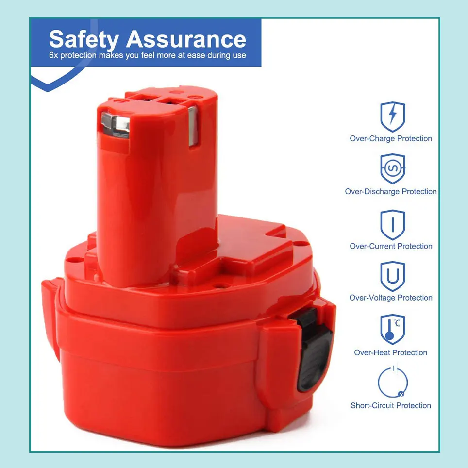 

2022 12800mAh Ni-MH Replacement Battery Compatible with Makita 14.4V Battery 1051d 1051dwa 6339DWFE 6381D Cordless Power Tools