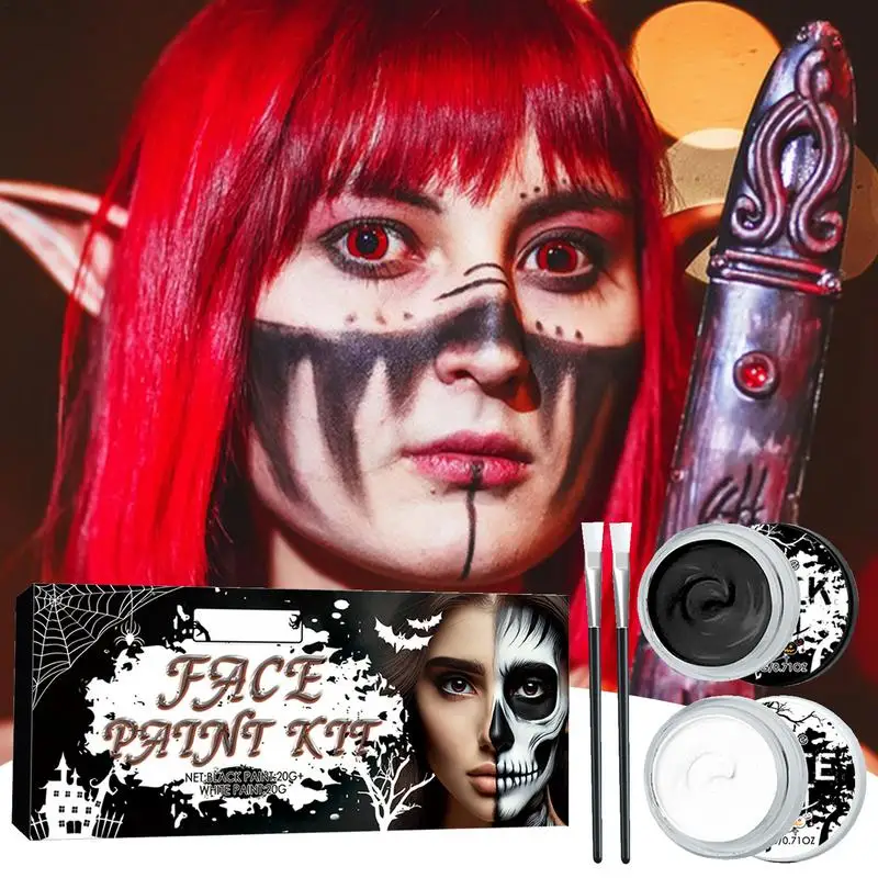 Черно-белая краска для лица профессиональная палитра красок набор с кисточками