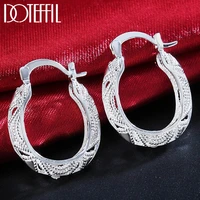 doteffil 925 sterling silver retro hollow flower 30mm hoop earring for woman fashion party wedding engagement party jewelry