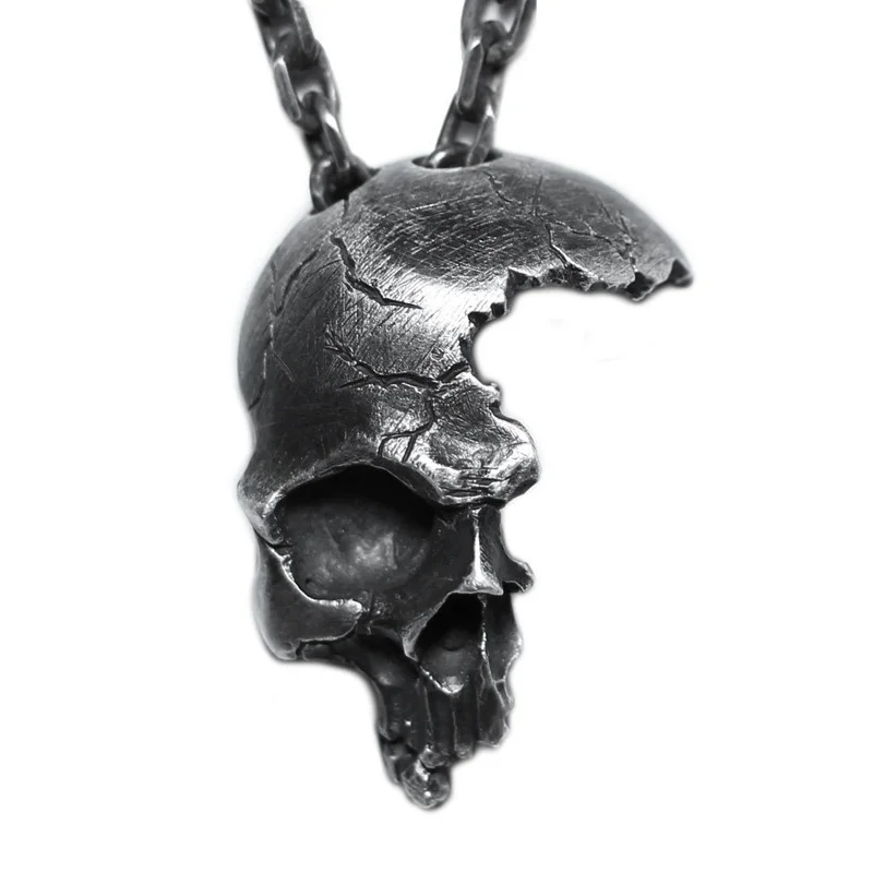 

Retro Punk Half Face Skull Necklace Men's Gothic Skull Pendant