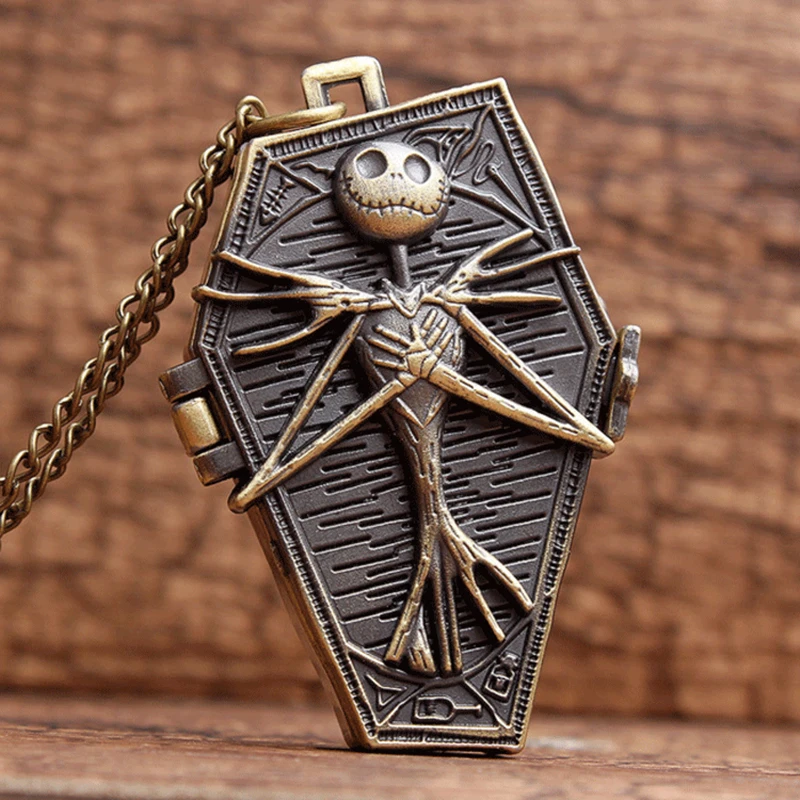 

Creative Skeleton Pocket Watch Fashion Men Quartz Necklace Watches Vintage Chain Clock Gift Irregular Shape reloj de bolsillo