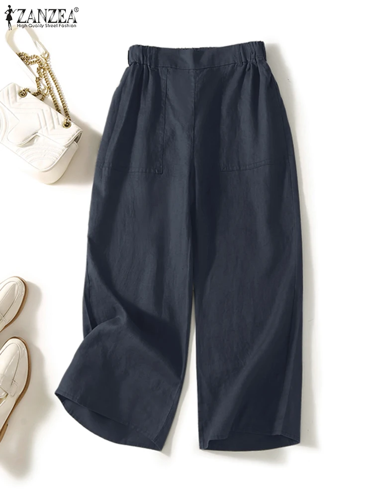 Брюки ZANZEA женские хлопковые с широкими штанинами винтажные повседневные