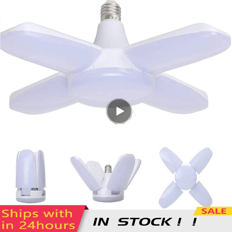 

LED Garage Light E27 38W Deformable Ceiling Light Foldable Fan Blade Light For Warehouse Workshop Deformation Lamp 175-240V