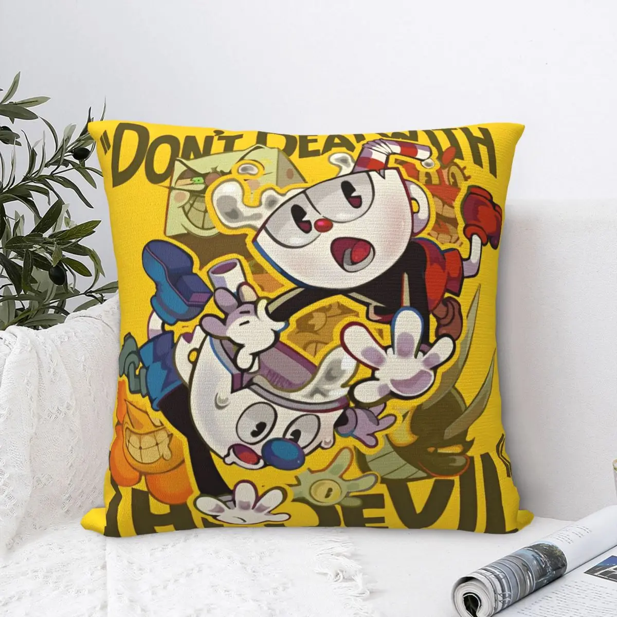 Квадратная наволочка Cuphead и Mugman чехол для подушки Game новинка декоративная на