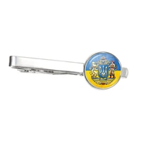 2022 tryzub ukraine symbol tie clips for men ukraine flag custom glass dome metal tie clasp high quality jewelry gift