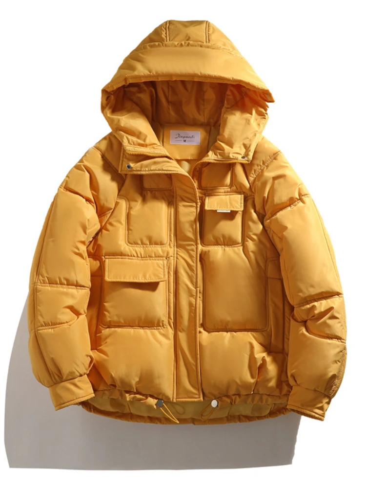 Winter Puffer Jacket Women 2022 Solid Simple Hooded Bubble Coat Cotton Padded Warm Parka Pockets Casual Outwear