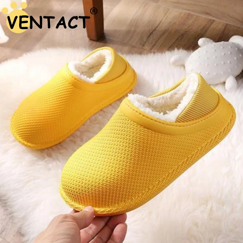 

VENTACT Women Winter Fur Slippers Fashion Plush Warm Flats Shoes For Men Homewear Snow Boots Fuzzy Couple Casual Daily Slipper