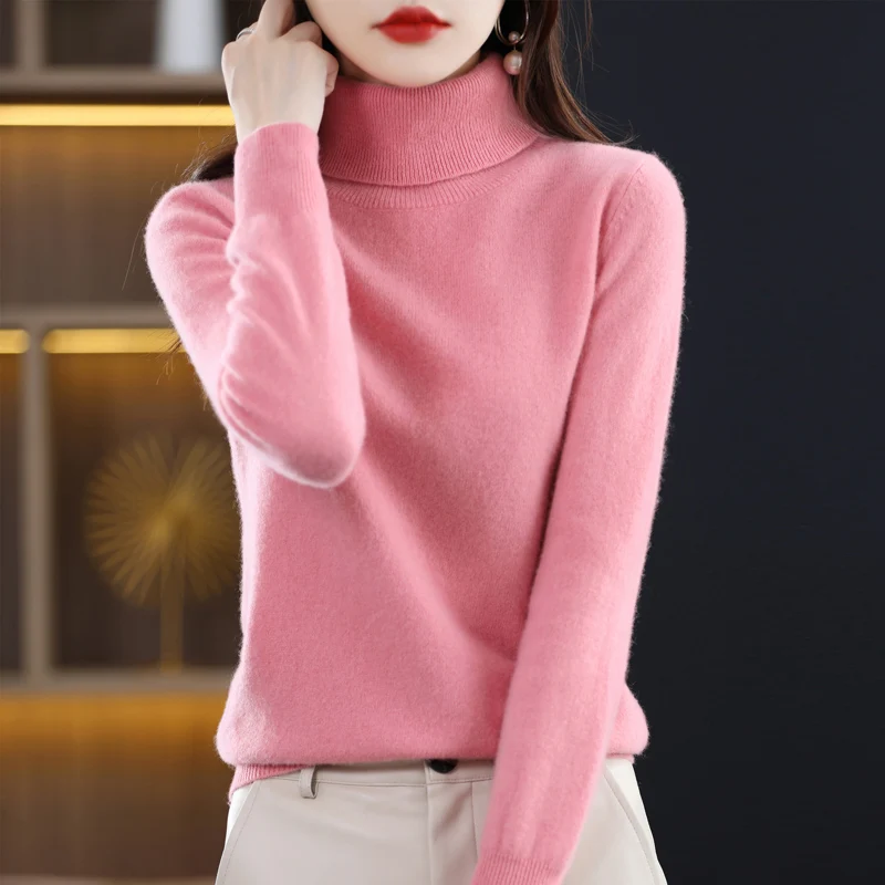 

Sweater Women's Pure Wool Turtleneck Pullover Base Solid Color Longsleeved Slim Fit 2022 Autumn And Winter New Warm Cashmere