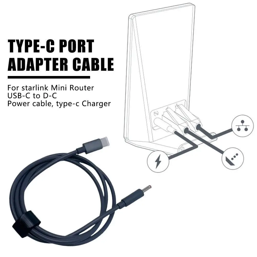 Фото Для мини-маршрутизатора Starlink USB-C к кабелю питания D-C Зарядное устройство типа c Высококачественный водонепроницаемый прочный износостойкий шнур питания №1