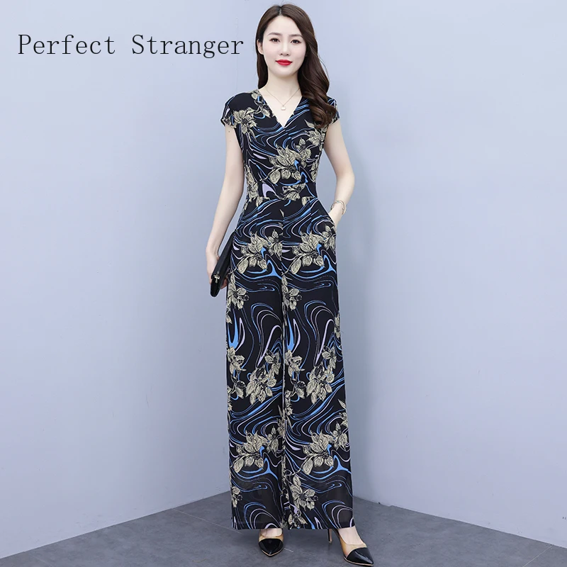 

Женский комбинезон без рукавов, повседневный Длинный комбинезон с V-образным вырезом и принтом, праздничный комбинезон, лето 2023