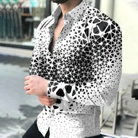 mens casual style spring autumn daily buttoned lapel long sleeved shirt vintage digital printing shirt for men new streetwear