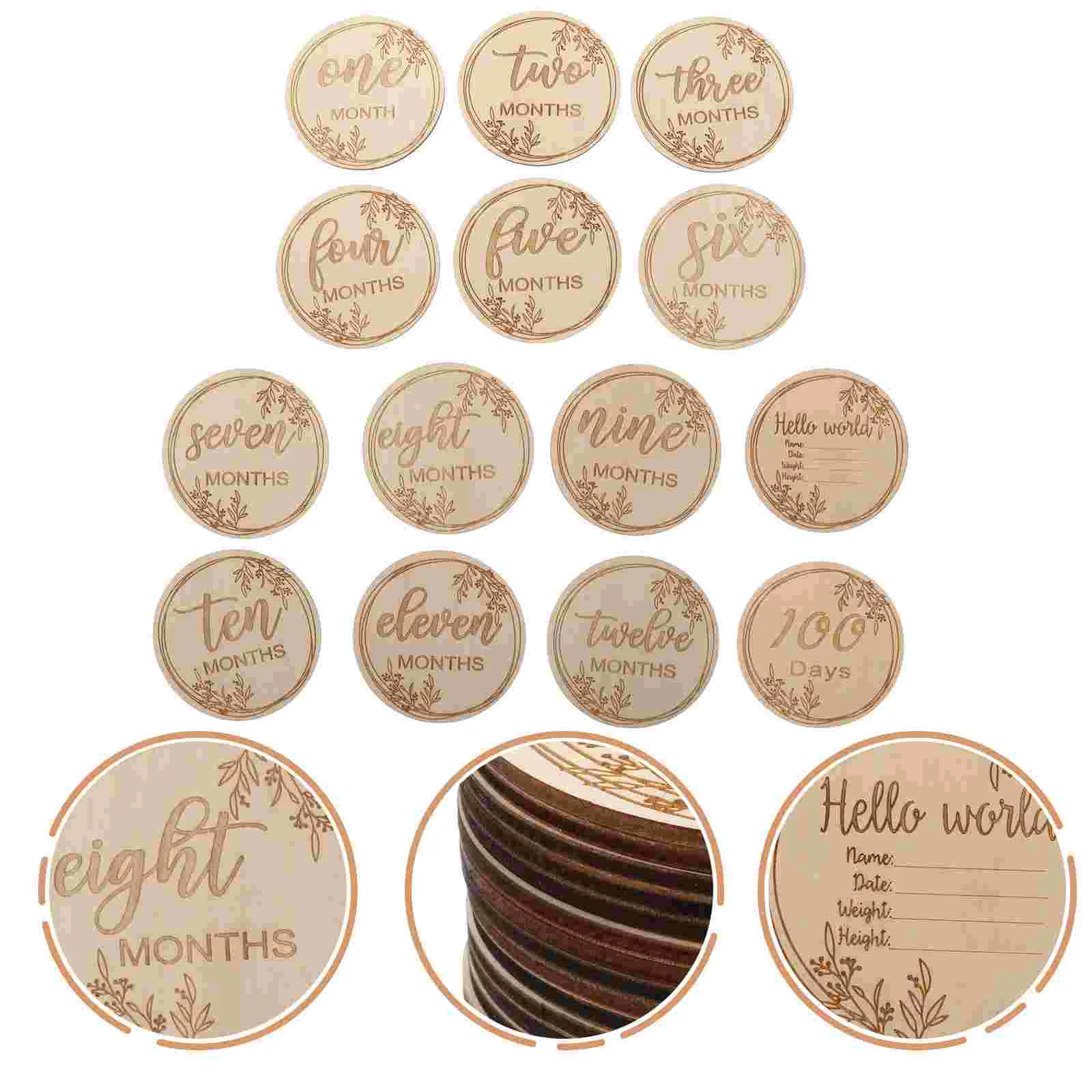 

Milestone Baby Monthly Blocks Wooden Discs Month Newborn Months Signs Circles Infant Wood Birth Growth Photo Gifts Commemorative