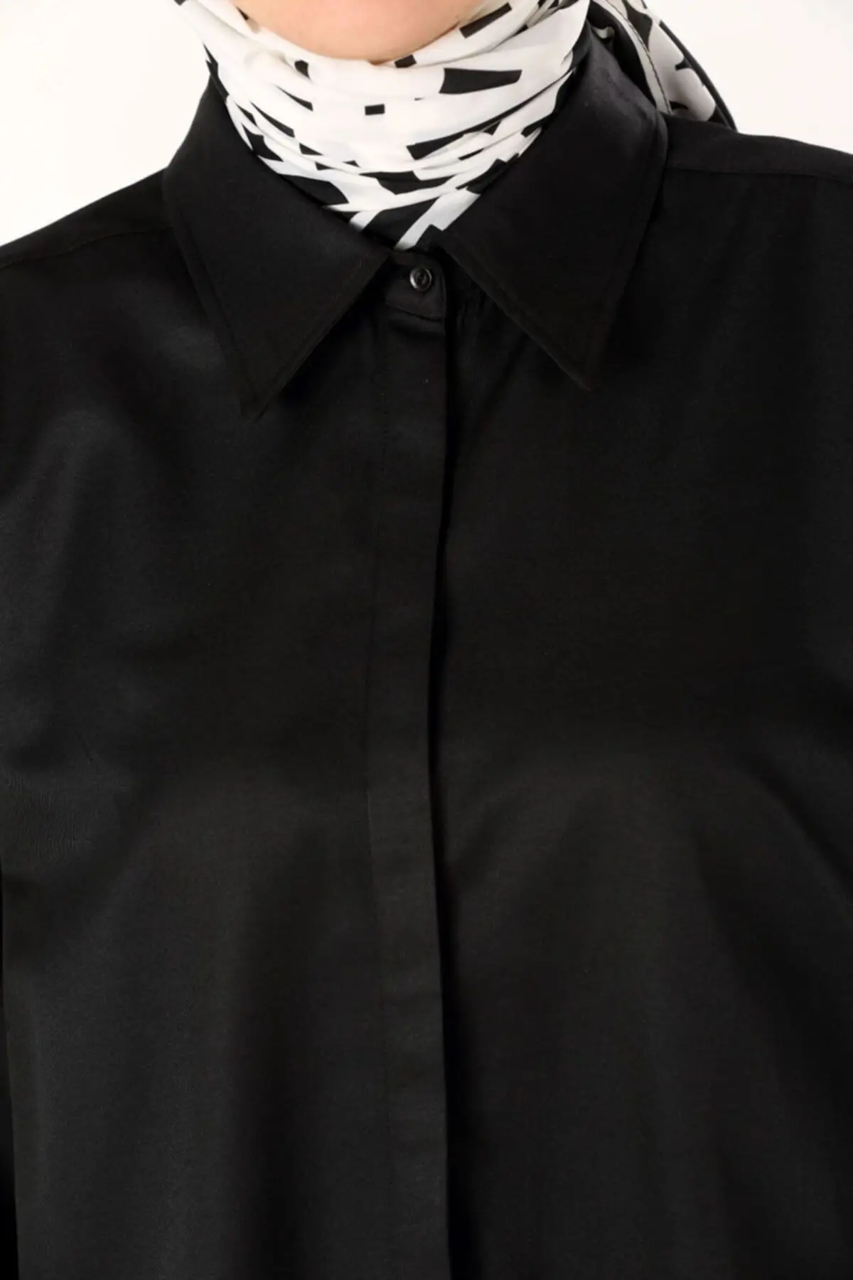 

Large Size Women Black Tunic Shirt Muslim Tunic 2021 Fashion